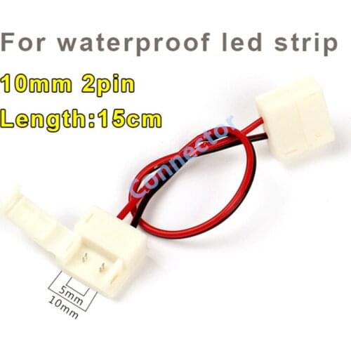 HOT SALE 5pcs 10mm 2 pin led waterproof strip connector for 5050 single color waterproof strip, silicon gel strip use