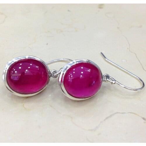 KJJEAXCMY fine jewelry 925 pure silver inlaid with red jade womens Earring ornaments