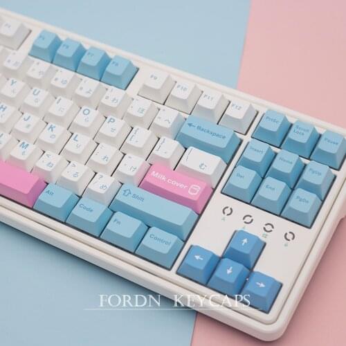 Milk Keycaps Milk Cover Keycap PBT Sublimation Key-Cap Cherry Profile 140 Keys Compatible 87/104/108/84/64/98/96 Milk Keycaps M