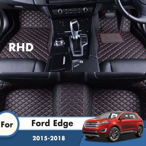 RHD Carpets Rugs For Ford Edge 2018 2017 2016 2015 Car Floor Mats Artificial Leather Waterproof Custom Auto Interior Accessories