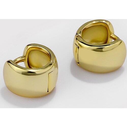 18K Gold Small 100% REAL.925 Sterling silver Ear-Bone Wider Hoop huggie Earring Charms C-E336E