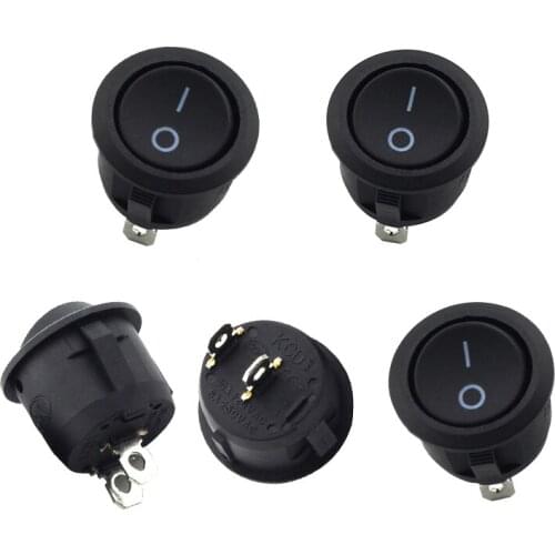 Small Round Rocker Switch Black 2-Pin 2-Files 3A/250V 6A/125V Seesaw Power Switch Round Switch 16*10mm Switch