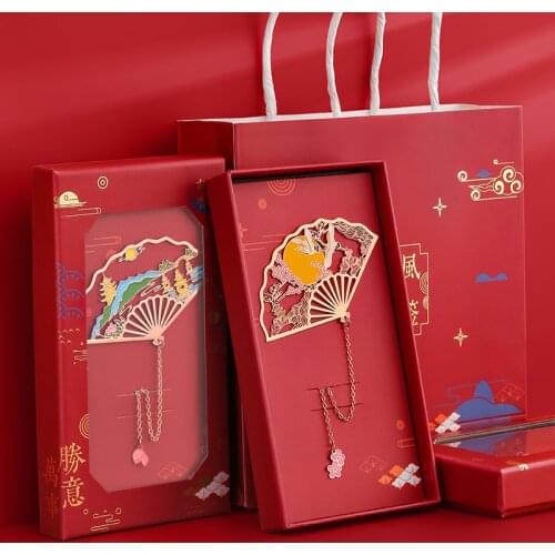 Metal bookmark classical Chinese style brass fan-shaped simple art exquisite tassel creative gift student teachers day gift