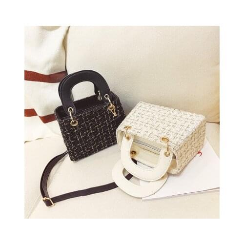 Trendy Small Bag Female Korean Version Of Simple Woolen Cloth Handbag Shoulder Bag Mini Square Bag All-match Messenger Bag