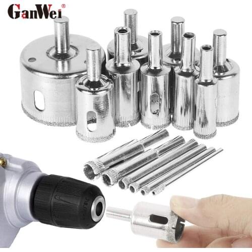 GanWei 3mm-45mm Diamond Coated Drill Bit Set 15PCS Hole Saw Set for Tile Marble Glass Ceramic Hole Saw Drill Diamond Core Bit