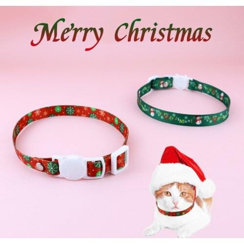 Cat Collar Halloween Pumpkin Skull Print Christmas Snowman Snowflake Print Collar Anti-suffocation Neck Strap Dog collar