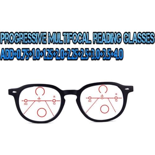 Progressive Multifocal Anti Blu Light Reading Glasses Black Frame Men Women High Quality +1.0 +1.5 +1.75 +2.0 +2.5 +3 +3.5 +4
