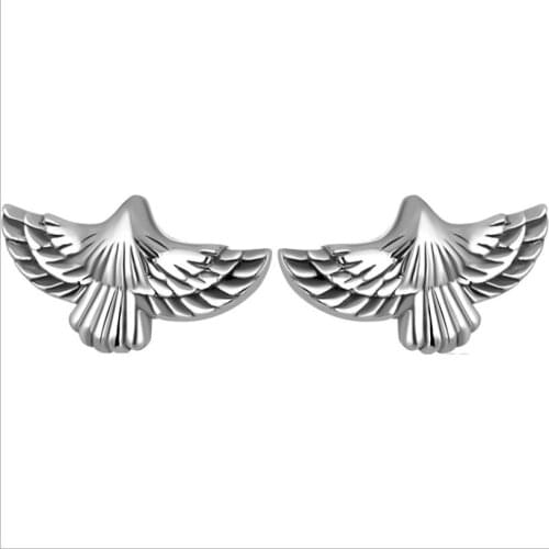 100% 925 Silver Eagle Man Earrings Real Sterling Silver Eagle Stud Earrings Hiphop PUNK Jewelry Man Earring