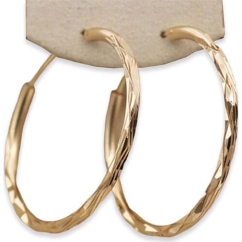 Gold Color Earrings Big Round Hoop Earrings for Women Circle Woman Ear Studs Jewelry Earring