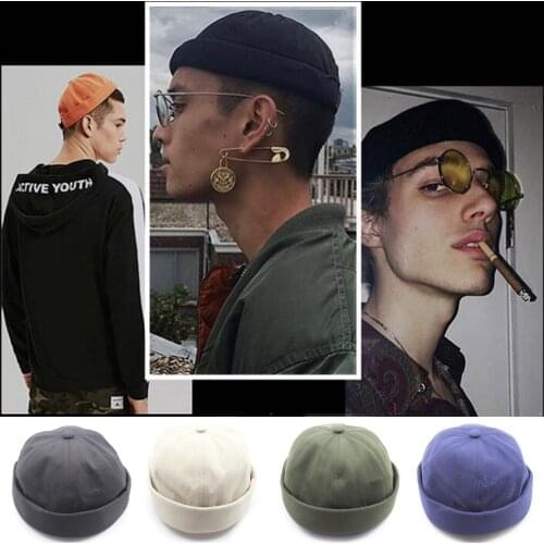 Retro Landlord Hat Men Women Tide Section Cap Adjustable Plain Cotton Gupai Skull Cap Beanie Caps Outdoor Eaves Curling Hats
