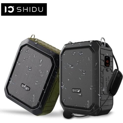 SHIDU 18W Portable Wireless Bluetooth-compatible Speaker Waterproof Voice Amplifier With UHF Microphone For Teacher Support TF