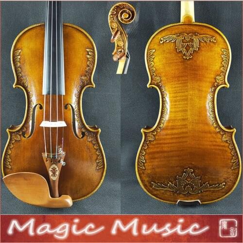 SELECTED Strad Royal "Fleur de Lys" Violin Size 4/4, Concerto Level, with Beautiful Handcrafts, Free Case Bow Rosin
