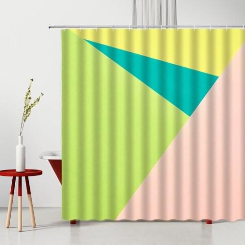Modern Geometric Printed Shower Curtain Colorful Stripe Pattern Polyester Home Bathroom Supplies Washable Bath Hang Curtains Set