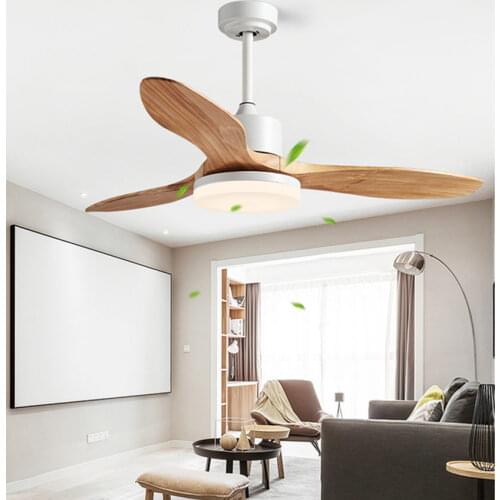 High quality LED Ceiling Fan For Living Room Nordic Wooden Ceiling Fans With Lights 48 Inch Blades Cooling Fan Remote Fan Lamp