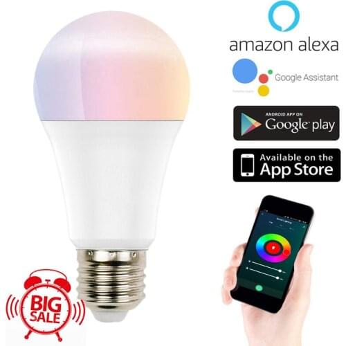 Tuya Smart Light Lamp Wifi Bulb 10W Color Changing RGB LED Bulb E27 100V 240V APP Remote Compatible Alexa Google Home