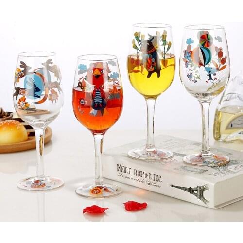 Creative Personality 12 Zodiac Red Wine Glass Hand Painted Goblet Cup With Gift Box Hotel Party Drinking Ware Wedding Home Decor