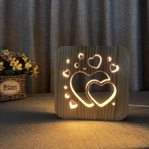 Creative Wooden Night Light Soft Eye Energy Saving Bedroom LED Table Lamp Holiday Birthday Decoration Gift