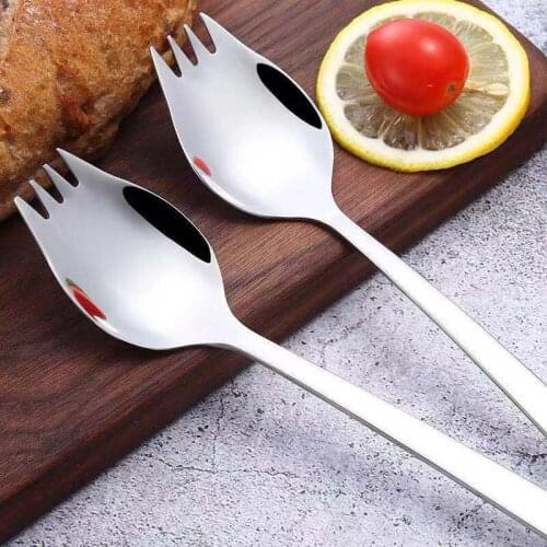 2 in 1 Stainless Steel Spoon Fork Household Kitchen Dessert Fruit Fork Coffee Tea Spoon Gadgets Tableware Accessories