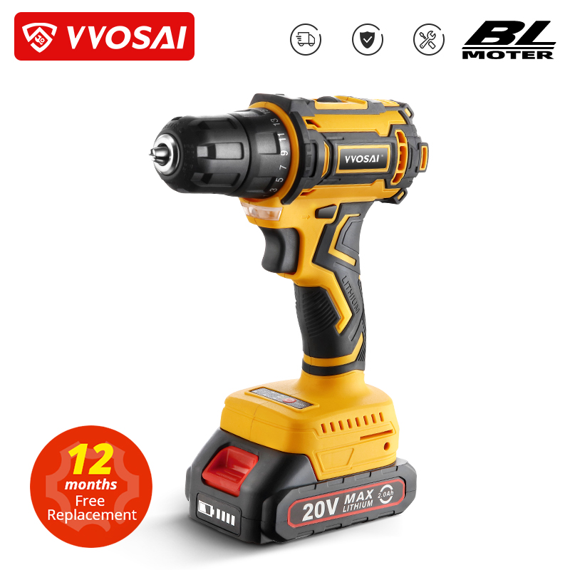 WOSAI 20V Brushless Electric Drill 50NM Cordless Screwdriver Lithium-Ion Battery Mini Electric Power Screwdriver MT-Series Tools