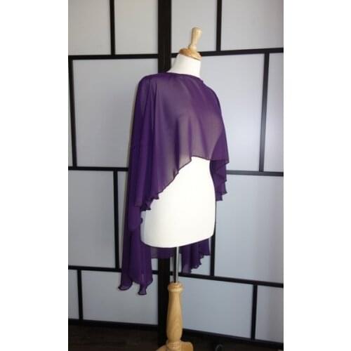 Plus size Bridal Cape Shrug party Chiffon wrap purple wedding cloak Shawl bridal bolero chaquetas encaje bolero jacket
