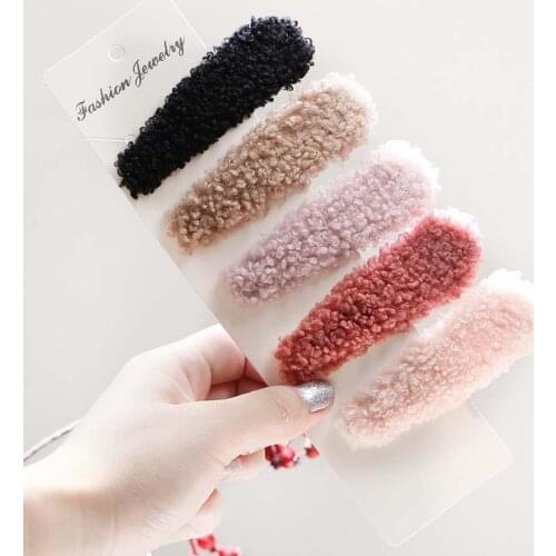 2019 Korea Winter New Women Hair Accessories Fur Pom Pom Ball Water Drop Hair Clips Hairpins Sets Girls Barrettes Hairgrips