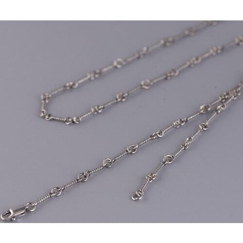 925 Sterling Silver Necklace For Women Bamboo Link Chain Men Necklaces Trendy Luxury Jewelry Unisex 50cm 55cm 60cm 65cm Handmade