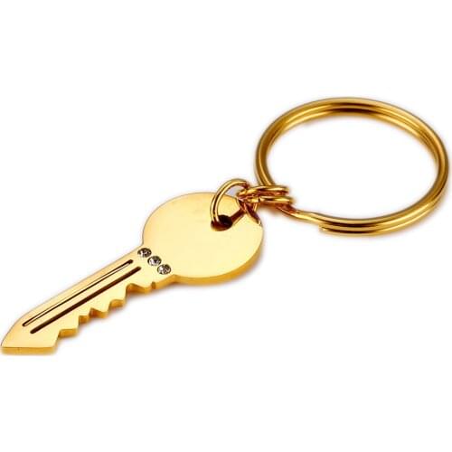100% Stainless Steel Key Charm Keychain Blanks For Engrave Gold Metal key With Birthstone Keychain Mirror Polished 10pcs