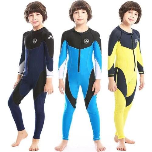 2019 One Piece Diving Suit Lycra Long Sleeve Wetsuit Kids Swimsuit Boys Girls Bathing Suit Children Swimwear Surfing Rash Guard