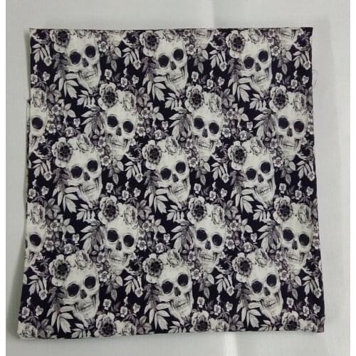 45x105cm Black White Flower Skull Printed Cotton Fabric Floral Skull Fabric Patchwork Cloth Dress Home Decoration