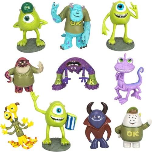 5-8cm 10pcs/Lot Disney Monsters University Mike Wazowski James P.Sullivan Action Figure Toy Mini Collection Figurine Model Doll