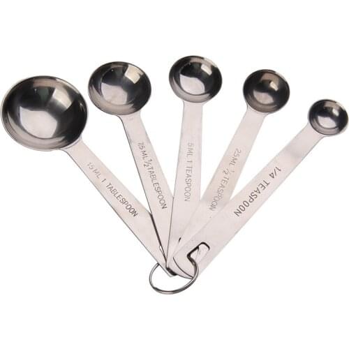 High Quality 5Pcs Measuring Spoons Seasoning Spoons Stainless Steel Delicate Table Coffee Tea Kitchen Tool