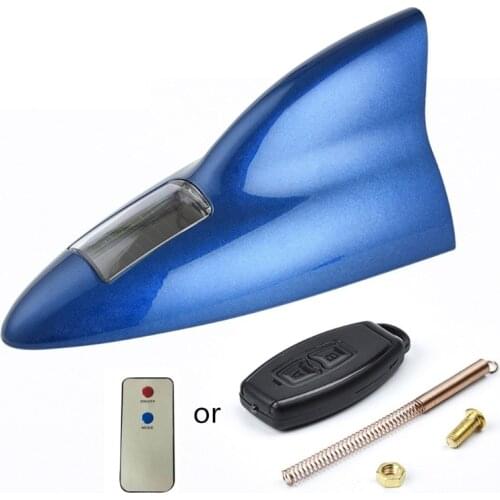 Car Shark Fin Antenna Base Cover Aerial Trim with Remote Control Solar Automobile Top LED Warning Light Signal Receiver F19A