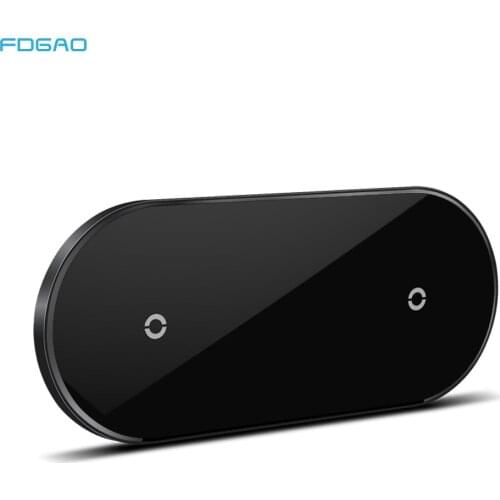 FDGAO 20W 2 in 1 Qi Wireless Charger Pad For iphone 12 11 XS XR X 8 Airpods Pro Dual 10W Fast Charging Base for Samsung S21 S20