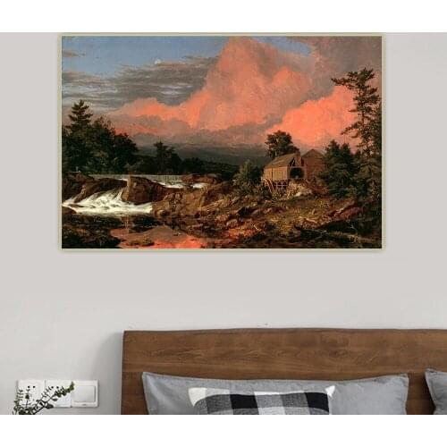 Citon Frederic Edwin Church《Rutland Falls, VT》Canvas Art Oil Painting Artwork Poster Picture Backdrop Wall Decor Home Decoration