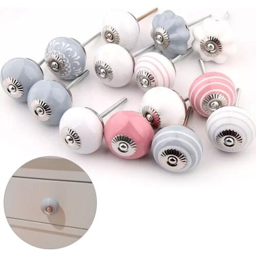 Ceramic Handles Cabinet Knob Door Handles Cute colorful Single Hole Cupboard Handles With Screws Furniture Hardware Pulls Knobs