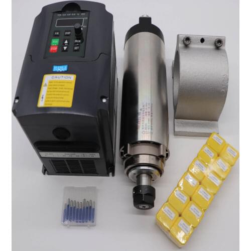 CNC spindle kit ER20 2.2KW air cooling spindle + 1 pieces 2.2KW VFD inverter+ spindle support+ ER20 collets+CNC engraving bits