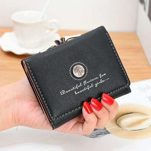 NEW Women Small Wallets Flower PU Leather Female Hasp Wallets Short Ladies Coin Purses Pocket Card Holders Clutch