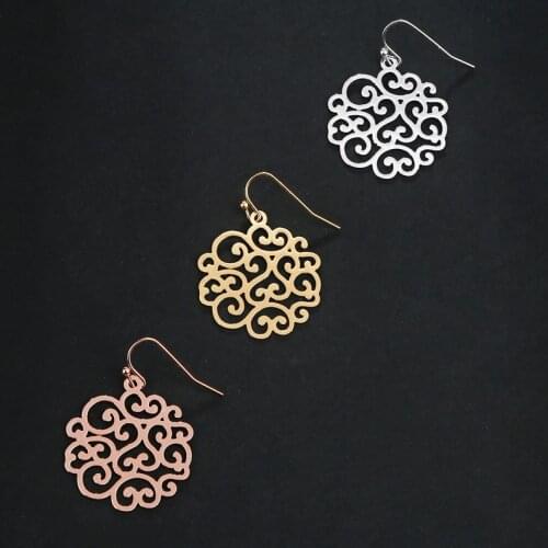 Beautiful Gold Filigree Arabesque Metal Earrings for Women 2021 New Boutique Jewelry Gifts for Her