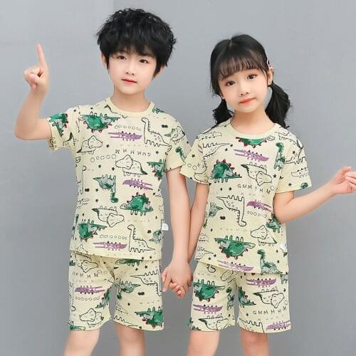 Summer Boys Clothes Baby Girls Pajamas Set Children Short Sleeves Sleepwear Unicorn Pyjamas Kids Cotton Mesh Girls Night Clothes
