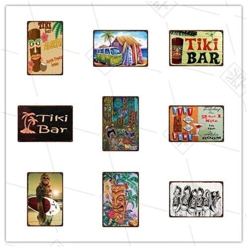 Hawaiian Style Metal Sign Vintage Jungle Indigenous Pewter Club Decoration Bar Wall Stickers Beach Hotel Plaque Home Decoration