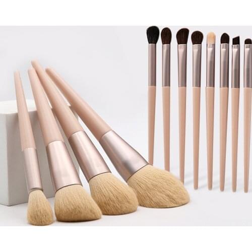 12Pcs Makeup Brushes Set Portable Foundation Eyeshadow Eyebrows Lips Soft Corn Silk Bristles with Wooden Handle Beauty Tools