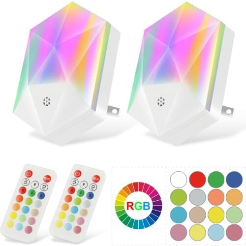 16 Colors Night Lights Energy Saving Plug Night Lamp RGB Remote Control LED EU US UK Plug for Home Bedside Bedroom Lighting