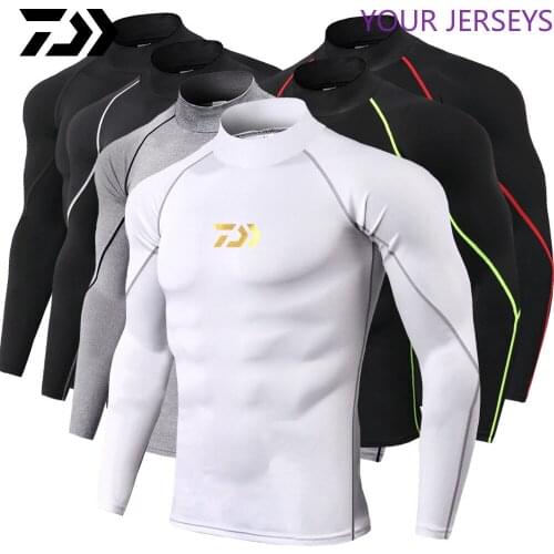 DAIWA New Mens Sports Long-sleeved T-shirt Tight-fitting T-shirt Top Jogging Compression Quick-drying T-shirt Fishing Clothes