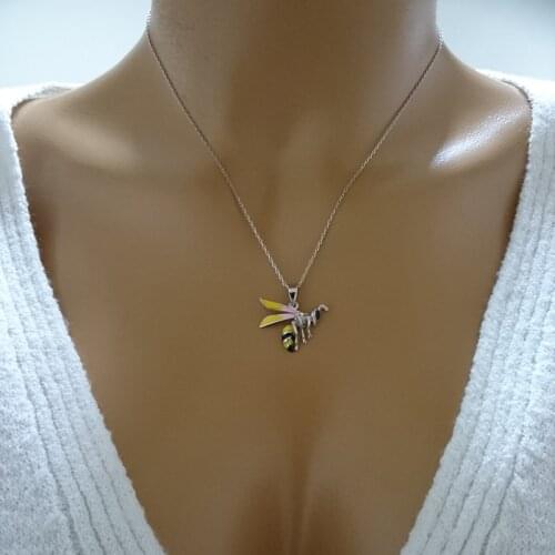 Bee Necklace 925 Sterling Silver Art Deco Bee Necklace Charm Pendant