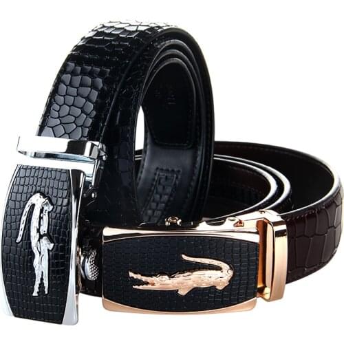 Newest Mens Genuine Leather Belt Crocodile Grain Leather High Brand Luxury Men Belts Large Size 140cm Male Belt Free Shipping