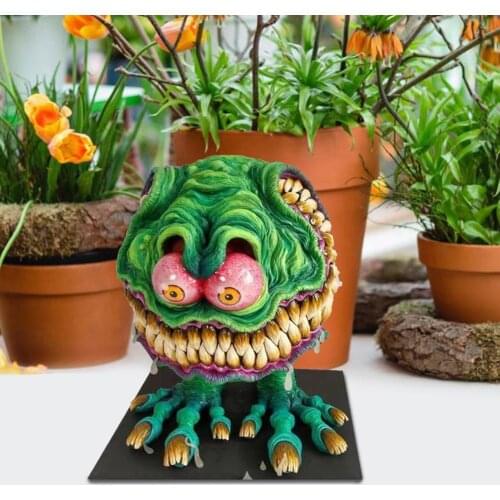 Garden Resin Crafts Sculpture Angry Big Mouth Resin Statue Scary Halloween Decoration Figurines Home Decoration Ornaments
