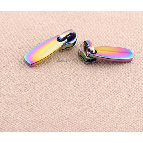 6pcs/lot rainbow color unique design alloy zipper sliders zipper heads for bag backpack Apparel Tool