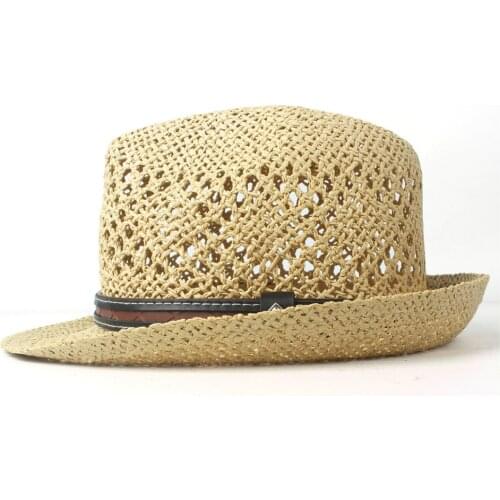Summer Women Raffia Straw Beach Sun Hat Elegant Lady Fedora Travel Panama Sunbonnet Sunhat Size 56-58CM
