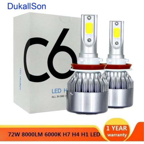 3000K 6000K 8000K LED Car Headlights 72W 8000LM COB Auto Headlamp Bulbs H1 H3 H4 H7 H11 880 9005 9006 9007 Car Styling Lights