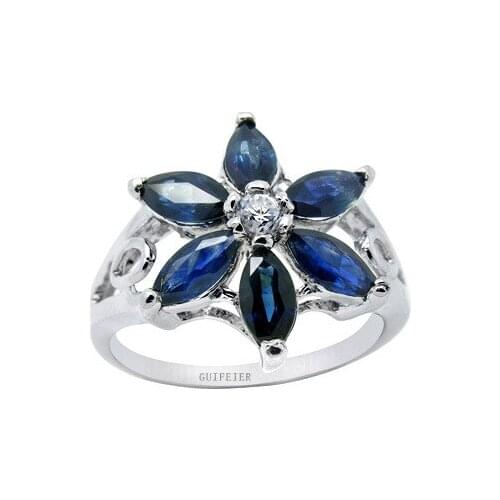 Solid 925 Silver Sapphire Ring for Party 2.5mm*5mm 100% Natural Sapphire Silver Ring fashion 925 Silver Sapphire Jewelry